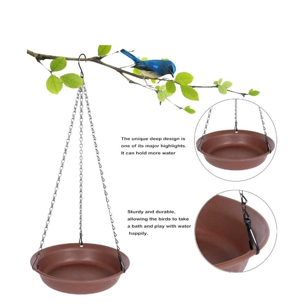 Hanging Bird Bath, Hanging Bird Water Feeder for Outdoors, Feeder Bowl s20 - Picture 4 of 9